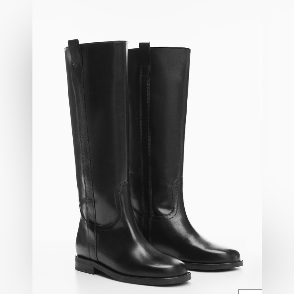 Mango genuine leather  Black riding Women's Boots